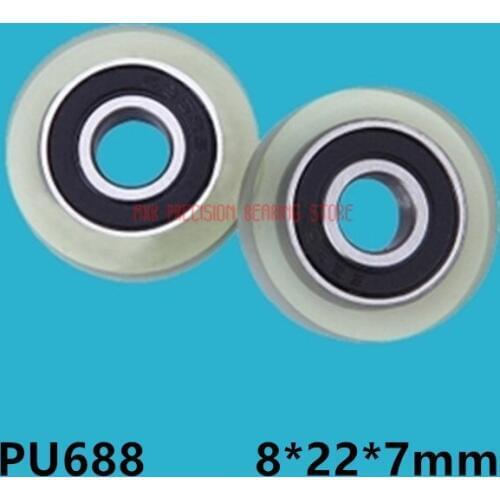 2021 Hot Sale Time-limited 10pcs 8*22*7mm Polyurethane Rubber Roller Bearing Small Wheel Pulley Sorter 688 Drawer Package