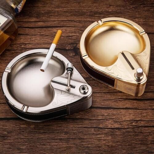 2021 Fashion Metal Square Ashtray Windproof Ashtray House Office Desk Decorations Gadgets For Men Car Accessories