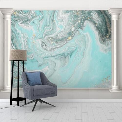 Milofi custom 3D printing mural blue sea inhabited by rivers marble pattern bedroom living room home decoration background wall