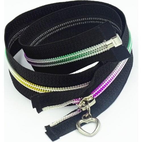 5 Pcs 5# 50-90Cm (20-36 inches) Colorful Tooth Gradient Nylon Zipper Suitable For Bags And Clothing