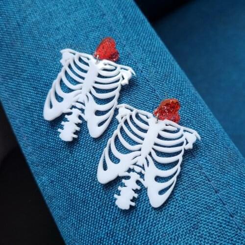 Acrylic European and American exaggerated love white skeleton personalized earrings