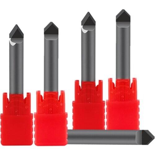 Diamond 6mm Milling Cutter Engraving v Bits Flat Bottom Pcd Engraving Bits Granite Engraver Tools Carved Cutter For Marble