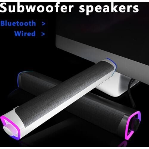 3D Surround Soundbar Bluetooth 5.0 Speaker Wired Computer Speakers Stereo Subwoofer Sound bar for Laptop PC Theater TV Aux 3.5mm