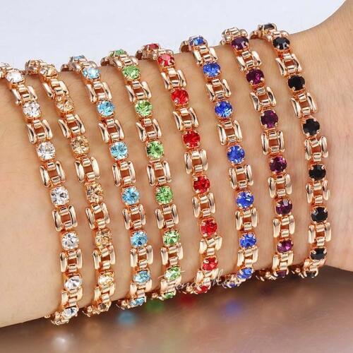 Womens Bracelet Square Bismark CZ Stone 585 Rose Gold Bracelets For Women Jewelry Accessories Gifts Dropshipping 5.5mm HGBM101