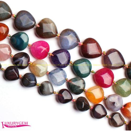 High Quality Multicolor Natural Cracked Agates Stone 12/14/16/18mm Faceted Heart Shape DIY Gems Loose Beads wj340