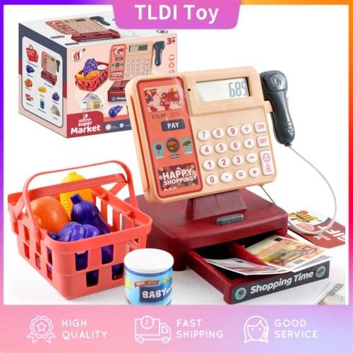 Childrens Puzzle Play Toy House Girl Toy Simulation Supermarket Cash Register Electric Multifunctional Parent-Child Toy Gifts