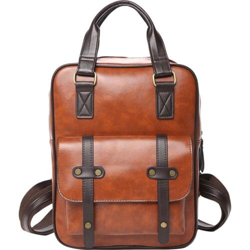 Travel Vintage Laptop Brown Leather Big Backpack Women Korean Designer 2021 Feminina Anti Theft School Bags Waterproof