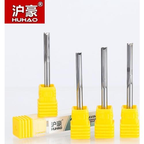 HUHAO 1pc 4mm Two Flutes Straight router bits for wood CNC Straight Engraving Cutters Carbide Endmills Cutting Milling Tools