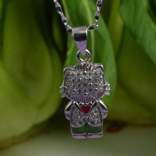Guarantee Plain 925 Sterling Silver Jewelry Pendant , CZ, Cubic , Kitty cat, 2.4 g, PE3684