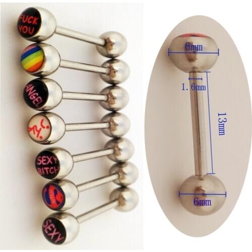 Fashion Tongue ring 14G unisex tongue piercing different pattern man woman cool body piercing jewelry