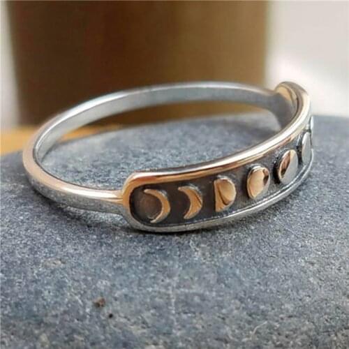 Vintage Female Half Full Moon Phase Ring 100% Real 925 Sterling Silver Engagement Ring Bridal Wedding Rings For Women