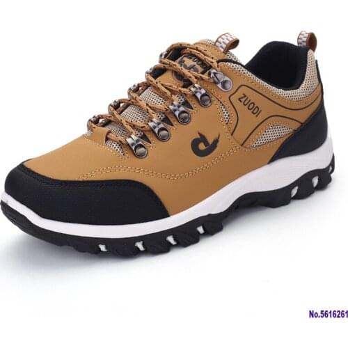 Men Shoes Spring Autumn Breathable Casuals Hiking Walking Sneakers Outdoor Ultralight Leather Slip-on Climbing Trekking Sneakers