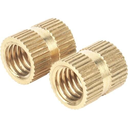 Injection Molded Copper Nut M3 M4 M5 M6 M8 Copper Inserts Brass Double Pass Knurl Nut Embedded Fastener 20PCS