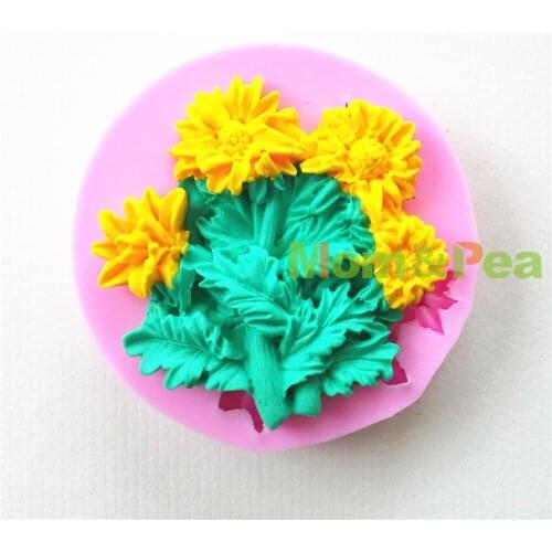Mom&Pea 0662 Free Shipping Flowers Shaped Silicone Mold Cake Decoration Fondant Cake 3D Mold