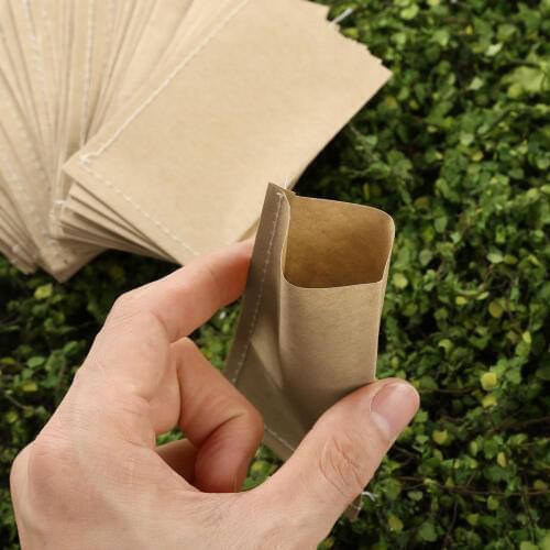 50Pcs Mini Vintage Kraft Paper Bags Hybrid Seed Corn Farm Pollen Bag Flowers Plant Seed Packets Sack Pouch for Home Garden Tools