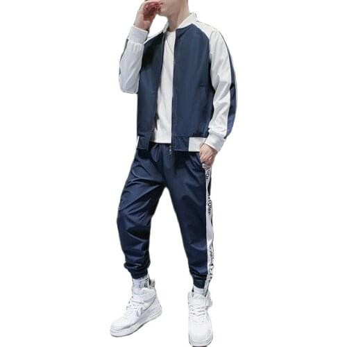 2021 Men‘s Jackets+Pants Sportwear Sets Men Reflective Stripe Sport Suit Casual Tracksuit Male Couple’s Sweat Suits M-4XL