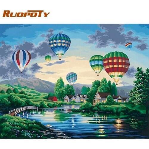 RUOPOTY Dog With Flower Paints By Numbers Kits Diy Frame On Canvas HandPainted Wall Artcraft Home Decoration Acrylic Paint Photo