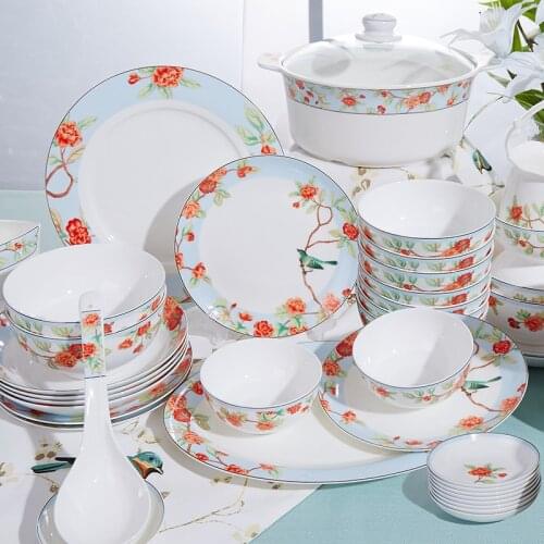 Bone porcelain tableware set Chinese head dishes home plate combination ceramic dinnerware