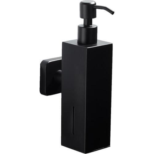 Black Rectangle Bottle Soap Dispenser Wall Mounted Liquid Lotion Shampoo Container Dispenser Bathroom Kitchen Stainless Steel