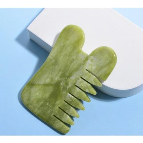 Natural Healing Stone Gua Sha Massage Comb Jade Gouache Scraper For Head Body Meridian Scraping Acupuncture Therapy Health Care