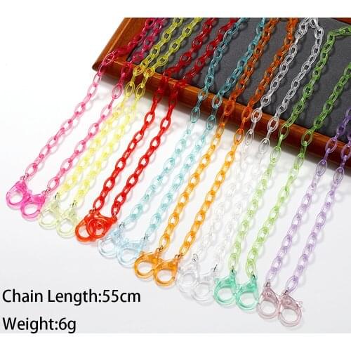 2021 New Fashion Transparent Frosted Acrylic Children Mask Holder Lanyard Candy Color Reading Mask Chain Neck Strap for Women