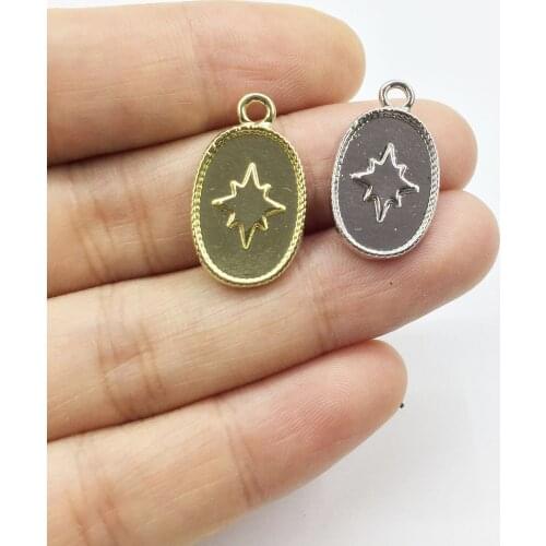 Eruifa 20pcs 12*18mm Star Oval Coin Alloy necklace,earring bracelet jewelry DIY handmade Gold and Rhodium silver