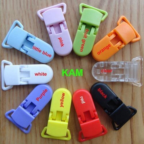 50pcs/lot 15 colors Plastic Mam Baby Dummy Plastic Pacifier Clips Holder Soother Baby Bib Dummy Clip Chain For 20mm Ribbon