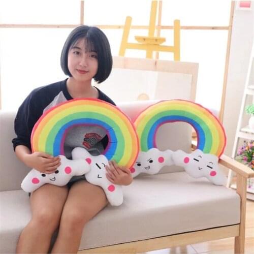 Rainbow White Cloud U Pillow Cute Pillow Soft Pillow Plush Toy Creative Easeful Cushion Stuffed Baby Gift Creative Room Decor