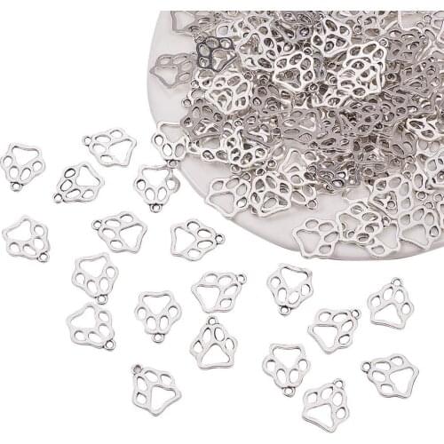 50 pcs Tibetan Alloy Flat Puppy Dog Paw Prints Charms Pendant Beads Charms for DIY Bracelet Necklace Jewelry Making Findings