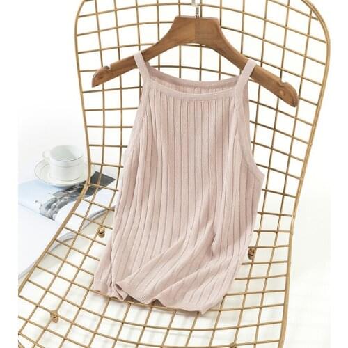 Casual Solid Sleeveless Pullover Sweater Female Camisole Slim Elastic Vest Tank Summer Fashion Knitted Camis Tops for Women Sexy