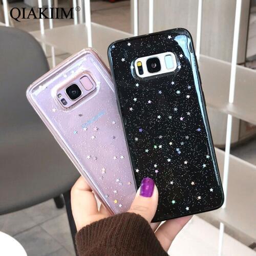 Clear Glitter Star Cover For Samsung S7 edge S8 S9 Plus Note 8 Soft TPU Case Coque for iphone XS MAX X XR 7 8 6 6s Powder cases