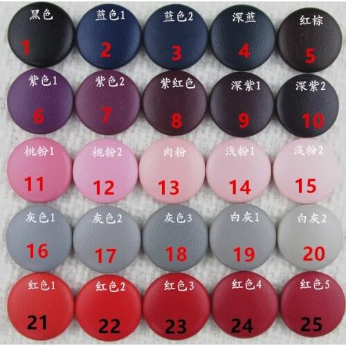 20mm 32L Purple Suede Leather Covered Button Metal Back Real Leather Upholstery Button Sewing For Jacket ,Coat 10 pcs 75 color