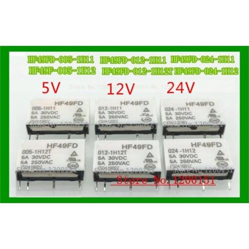 5pcs/lot HF49FD 005-1H11 HF49FD 012-1H11 HF49FD 24-1H11 HF49FD 005-1H12T 012-1H12T 24-1H12T 5V 12V 24V relay DIP4