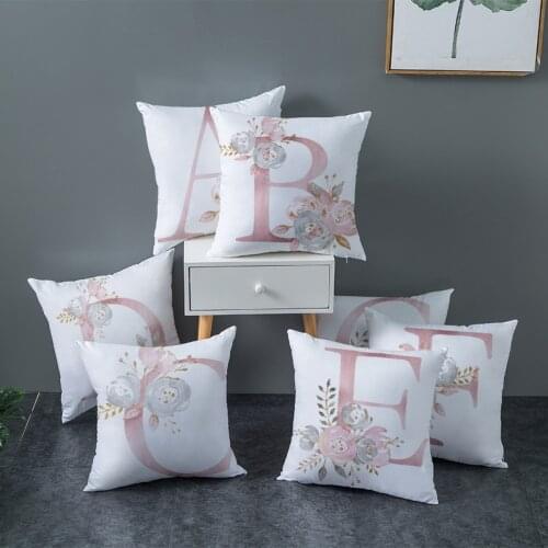 Pink Letters ABCDEF Peach Skin Pillowcase Nordic Style Pillowcase Sofa Pillowcase Pillow Party Supplies Wedding Ornaments