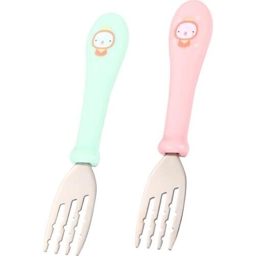 1pcs 304 Food Grade Stainless Steel Fork Baby Creative Simple Dessert Cake Fork Complementary Food Accessories