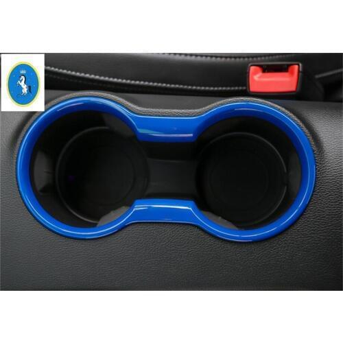 Yimaautotrims Auto Accessory Water Cup Holder Frame Cover Trim 1 Pcs ABS Fit For Ford Mustang 2015 2016 2017 Blue / Red Style