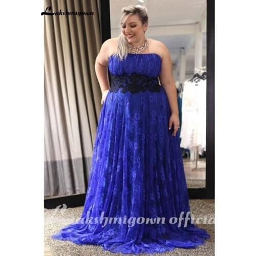 Plus Size Royal Blue Lace Mother of the Bride Dress Elegant Long Formal Dresses Wedding Guest Dress vestido de festa longo