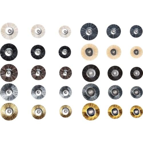 10Pcs 2.34mm Hole Dental Laboratory Polishing Prophy Brush Wheel Rotary Tools Low Speed HP Shank Wool Goat Cotton Black Buffing