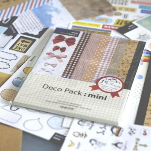 14PCS Sticker Korean Sweet Multi-function Hand Account Decorative Combination Laptop Diary Skateboard Waterproof DIY Stickers