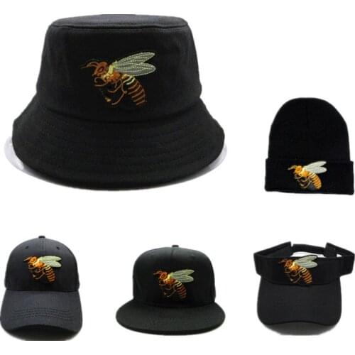 2021 Bee Embroidery Cotton Bucket Hat Fisherman Hat Outdoor Travel Hat Sun Cap Hats for Men and Women 28