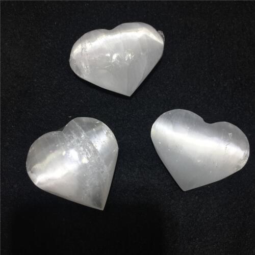 3pcs cute small size natural stones and minerals selenite heart polished gemstoneas as gifts for Saint Valentines Day