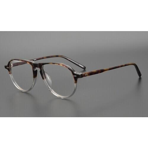 Acetate Pilot Glasses Frame Men Women Vintage Oval Eye Glasses Retro Optical Eyeglasses Frames Clear Eyewear Spectacles Oculos