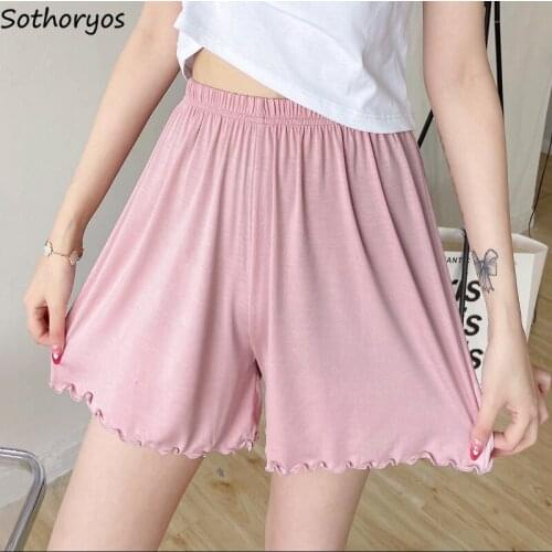 Basic Sleep Bottoms Women Solid Colorful Loose Breathable Shorts Comfort All-match Nightwear Teenagers Female Lounge New-arrival