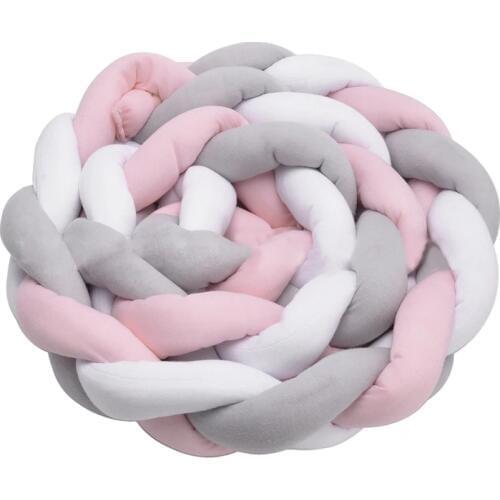 Baby Crib Bumper Knotted Braided Plush Nursery Cradle Decor Newborn Gift Pillow Cushion Junior Bed Sleep Bumper (2 Meters, White