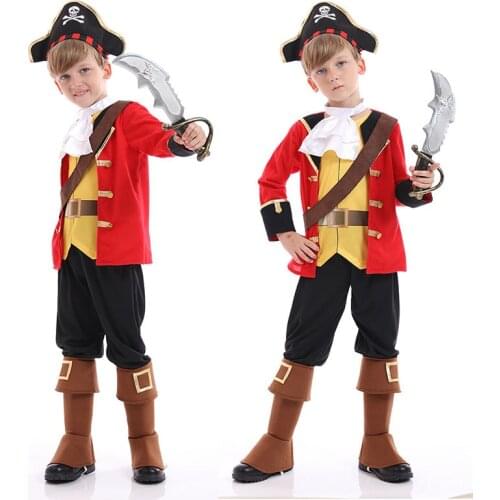 Halloween Costume for Children Boys Girls Pirate Captain Cosplay Costume Role Play Game Adventure Carnival Party Sailor Suit