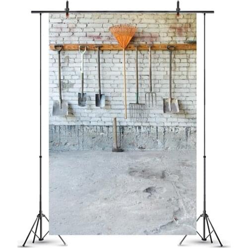 Gray Brick Floor Wall Farm Tools Decoration Gardener Photography Backdrops Portrait Baby Pets Photocall Photo Backgrounds