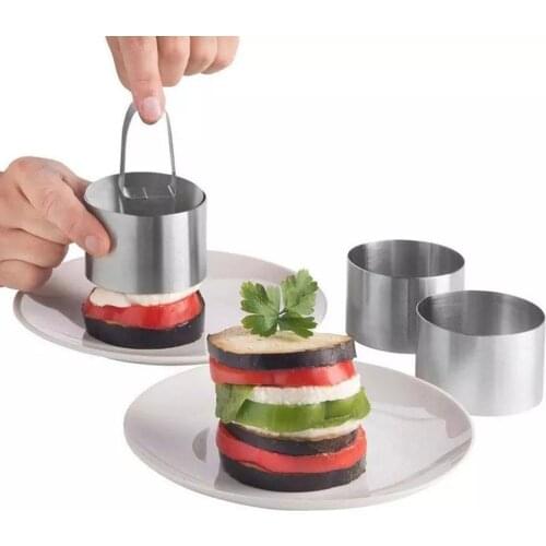 Hot Sale DIY Fondant Mousse Cake Mold Steel Decorating Hand Round Push Cooking Slicer Silver Baking Tools Ring Cu W3R7