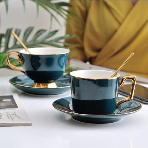 MT Green ceramic coffee cups and saucers creative afternoon tea flower tea set cups Nordic simple household teacups gifts mug
