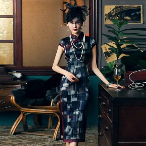 Chinese Dress Woman Decor Plus Large Size Qipao Silk Cheongsam Retro High-end Cheongsam Dress Traditional Qipao Oriental Dress