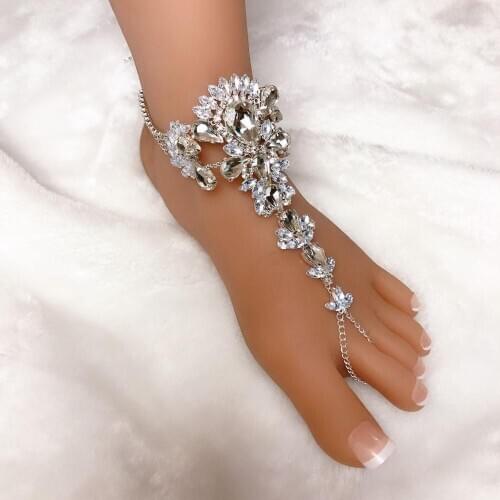 Fashion luxury crystal womens Anklets shiny sexy Rhinestone Zircon Bracelet summer beach sandals tennis Anklet jewelry